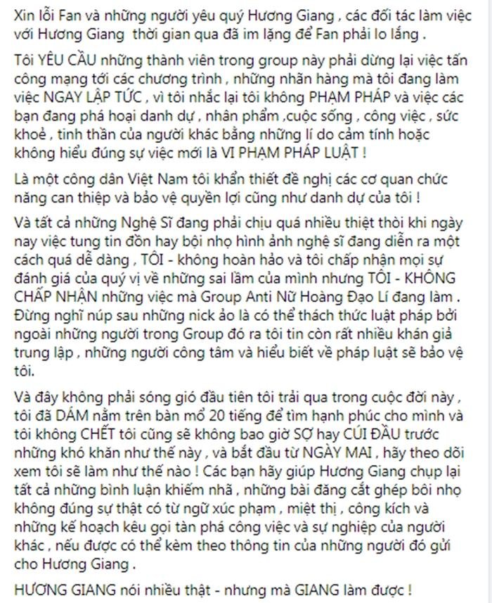 Hương Giang lên tiếng về Group 110 nghìn anti-fan: Tôi không đạo lý - tẩy trắng, nhờ pháp luật can thiệp Ảnh 7