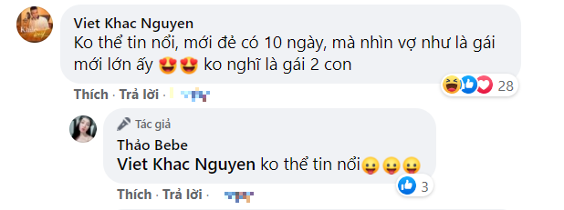 Khắc Việt cũng bất ngờ trước sự thay đổi vóc dáng của bà xã chỉ sau 10 ngày sinh con