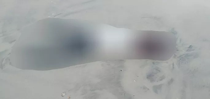 Thi thể nữ giới dạt vào bờ biển. Ảnh: Người lao động