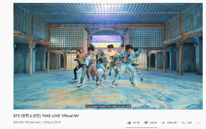 MV 'Fake Love' của BTS cán mốc 800 triệu lượt xem Ảnh 1