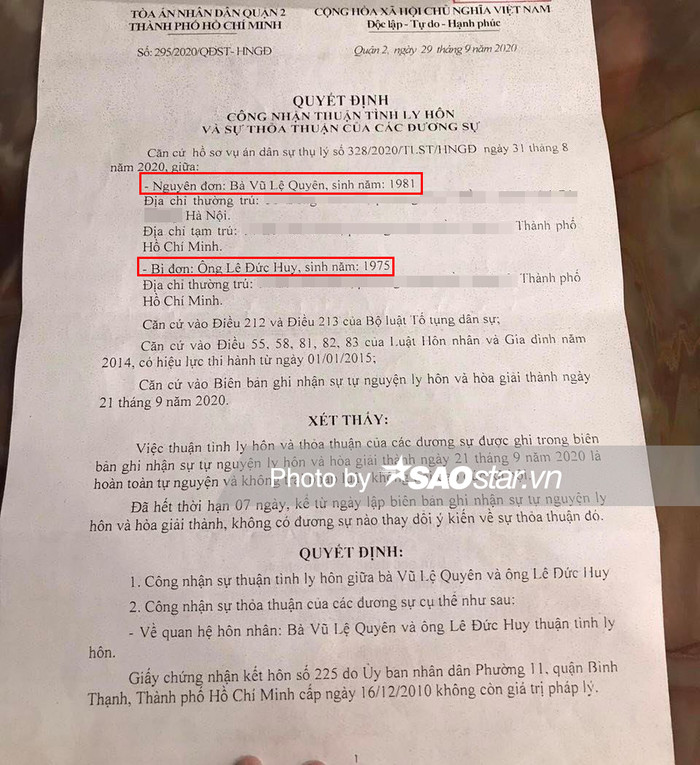 Độc quyền: Hé lộ thỏa thuận quyền nuôi con và phân chia tài sản với chồng cũ của Lệ Quyên sau li hôn Ảnh 2