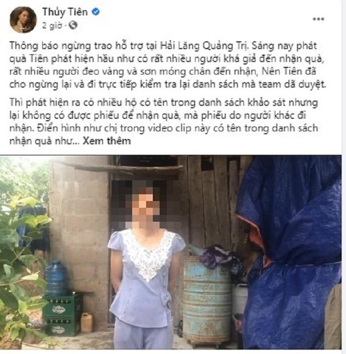 Thông tin mới nhất việc Thủy Tiên tạm dừng hỗ trợ ở Quảng Trị vì có người đeo vàng đến nhận tiền Ảnh 2