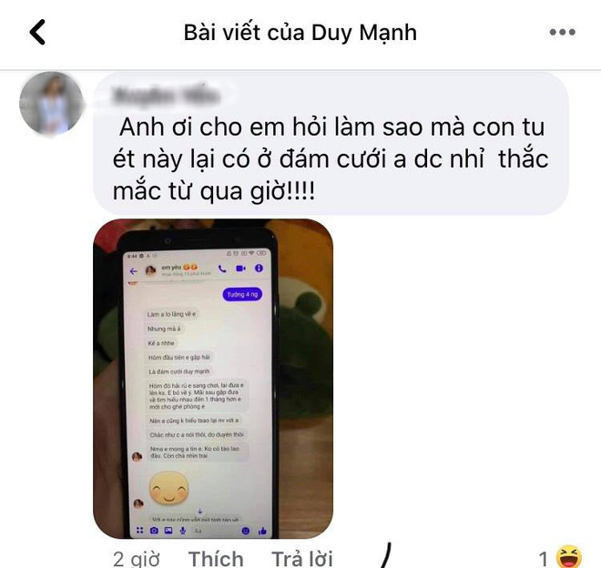 Fan vào trang cá nhân của Duy Mạnh để hỏi sự tình.