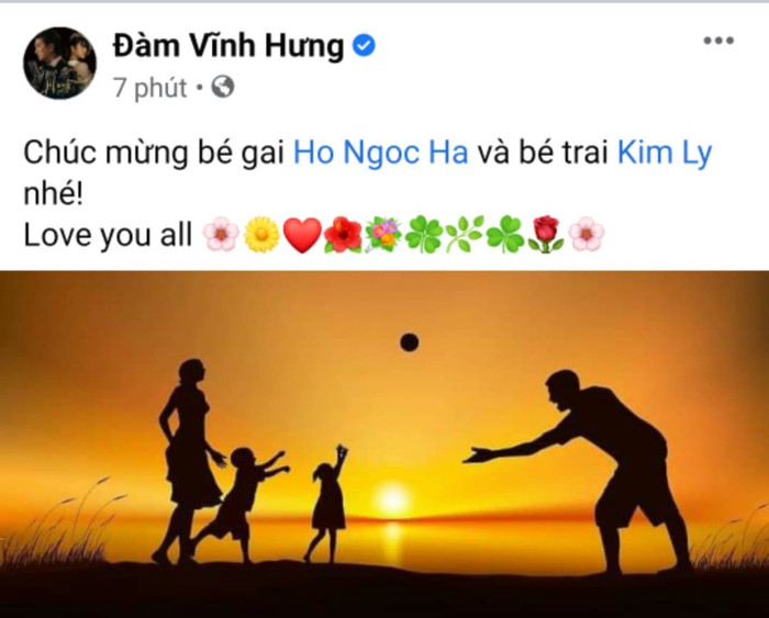 Đàm Vĩnh Hưng lại đăng tải hẳn một bài viết trên fanpage để chúc mừng Hà Hồ - Kim Lý.