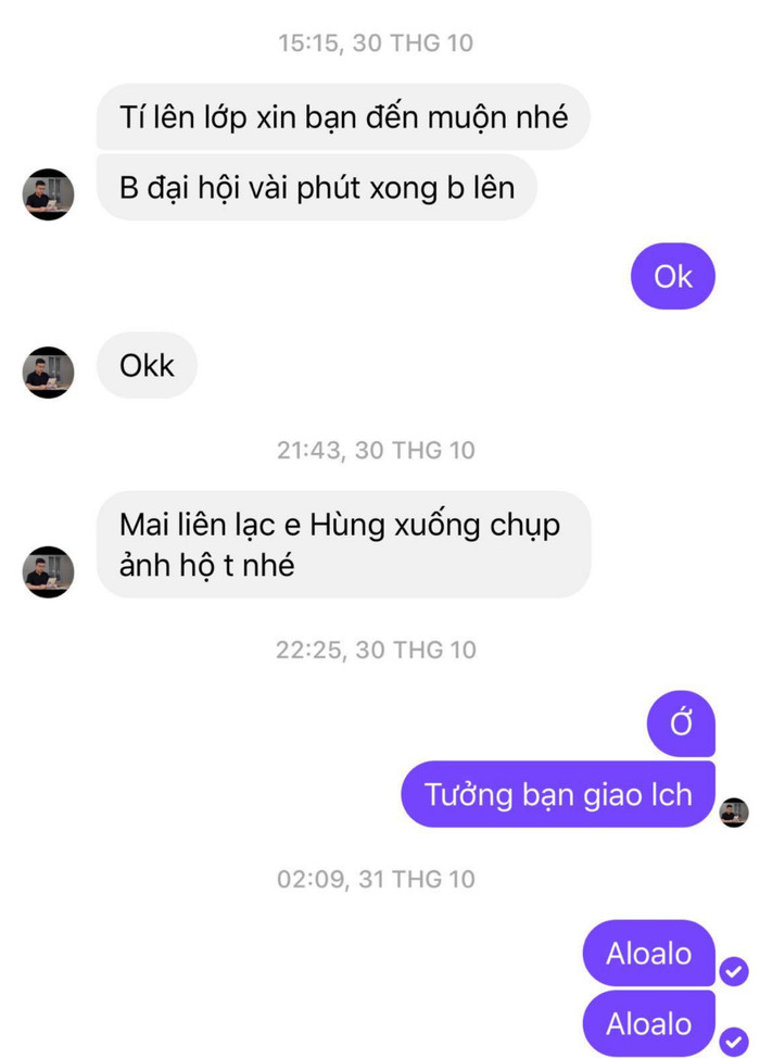 Tin nhắn cuối cùng Đ.A. nhắn cho Nam trước khi gặp nạn.