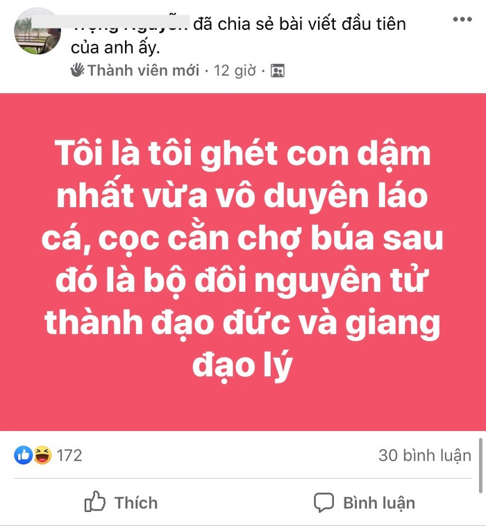 Một trong số hàng trăm bài đăng trong group anti-fan mà nhân vật chính được hướng đến là Lâm Vỹ Dạ. 