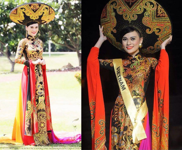 Với chiếc áo dài thêu rồng phượng tỉ mỉ, Cao Thùy Linh đã thực sự tỏa sáng và nổi bật trong phần thi trang phục dân tộc tại cuộc thi Miss Grand International 2014. Cô giành giải Best National Costume (Trang phục dân tộc đẹp nhất) chung cuộc. 