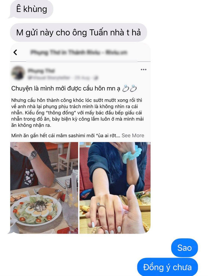 Trước đó cô gái có người bạn làm 'quân sư tình yêu', đã gợi ý cho bạn trai cách cầu hôn trong bữa ăn