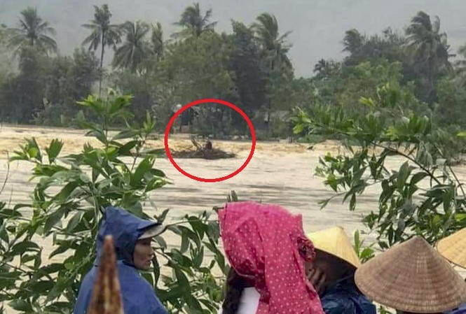 Ông Tự bị mắc kẹt giữa dòng lũ chảy xiết. Ảnh: VietNamNet