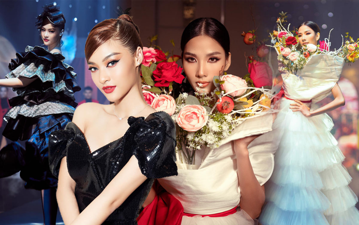 Hoàng Thùy mặc váy rừng hoa diễn Vedette, Kiều Loan đẹp sắc sảo trên sàn runway Ảnh 2