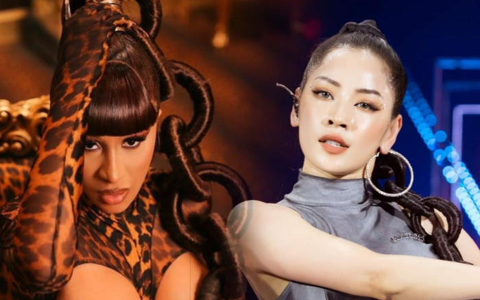 Góc phát hiện: Chi Pu đã 'mượn' búi tóc của Cardi B trong MV 'WAP' để mang lên sân khấu 'tàu bay'? Ảnh 2