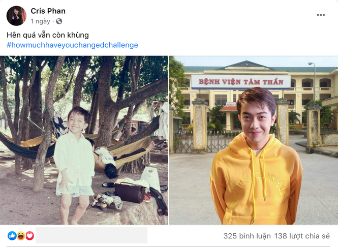 Bức ảnh &nbsp;“ngày ấy - bây giờ” của Cris Phan khiến nhiều người thích thú vì độ 'lầy lội' của chàng streamer. (Ảnh chụp màn hình)