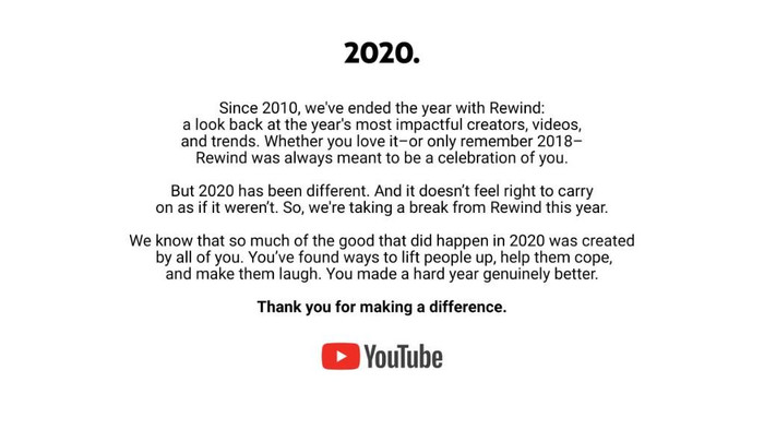 YouTube bất ngờ huỷ bỏ truyền thống hàng năm: Sẽ không ra mắt YouTube Rewind 2020 Ảnh 2