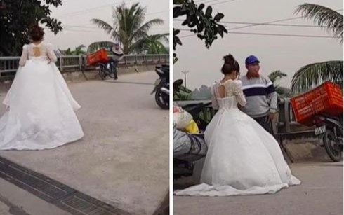 Clip: Đang làm lễ cưới thì shipper gọi, cô dâu vội vàng xách váy ra nhận hàng, quyết không boom Ảnh 2