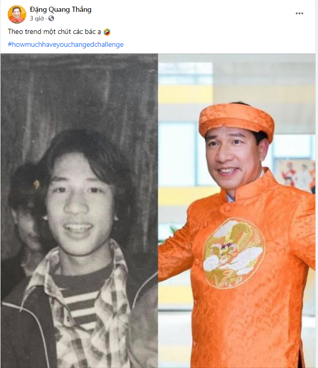 Nghệ sĩ ưu tú Quang Thắng cũng 'đu trend' cho bằng bạn bằng bè. Người hâm mộ ngỡ ngàng trước vẻ ngoài lãng tử, tuấn tú của anh khi trẻ.