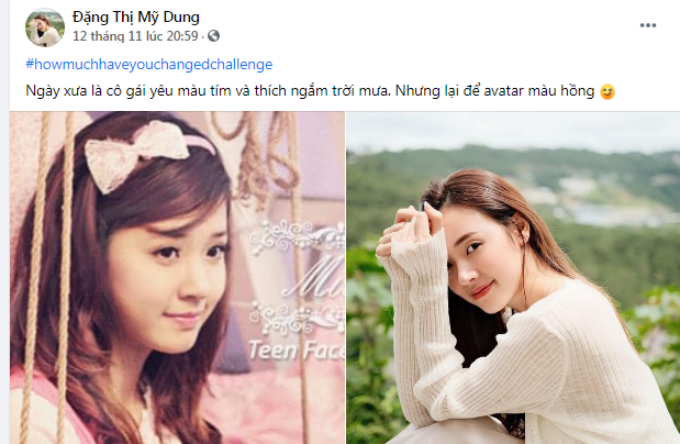 Diễn viên Midu từng gây sốt làng giải trí với hình tượng 'tiểu thư' dễ thương. Cô nói: 'Ngày xưa là cô gái yêu màu tím và thích ngắm trời mưa. Nhưng lại để avatar màu hồng'.