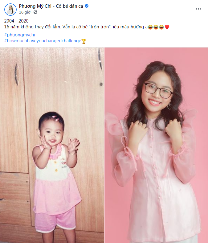 Cô bé Phương Mỹ Chi cho rằng 16 trôi qua bản thân vẫn không thay đổi nhiều: 'Vẫn là cô bé 'tròn tròn', yêu màu hường ạ'.