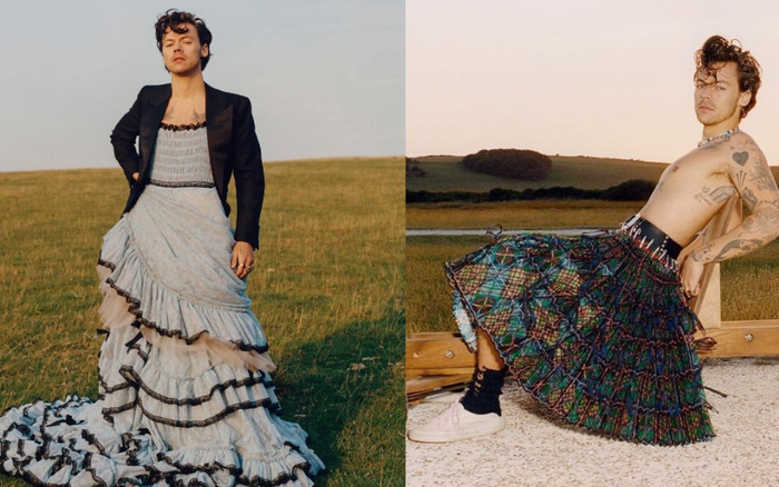 Harry Styles diện váy xếp ly tạo dáng 'ẻo lả' trên tạp chí Ảnh 2