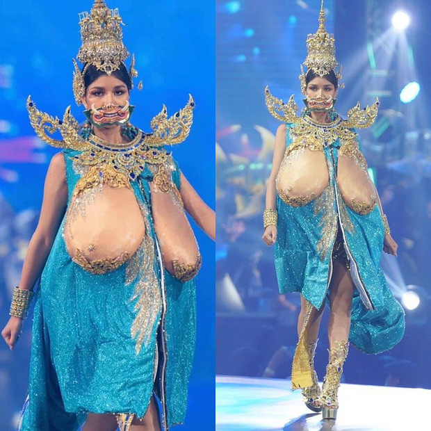 Mới đây trong phần thi trang phục dân tộc của cuộc thi Miss Universe Thailand 2020, khán gia ngã ngửa vì bộ trang phục với bầu ngực lộ thiên. Nhiều người còn không dám nhìn cận cảnh màn trình diễn của thí sinh này.