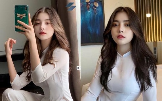 Nữ sinh Việt lai Tây gây 'sốt' MXH với loạt ảnh diện áo dài trắng, soi 'info' tưởng lạ mà hóa quen Ảnh 2