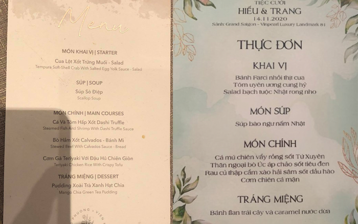 So kè thực đơn 'sơn hào hải vị' giữa hai 'siêu đám cưới': Công Phượng và streamer Xemesis Ảnh 2