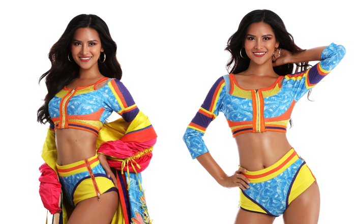 Thái Thị Hoa diện trang phục nổi bật, khoe làn da nâu bước vào phần thi 'Trang phục thể thao' Ảnh 2