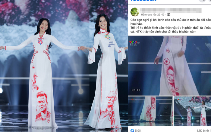 Áo dài in hình cầu thủ tại chung kết Hoa hậu Việt Nam 2020 vấp ý kiến khen chê trái chiều Ảnh 2