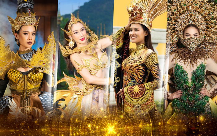 Hoa Thái diện áo dài thêu rồng cầu kỳ dự thi Trang phục dân tộc tại Hoa hậu Trái đất 2020 Ảnh 2