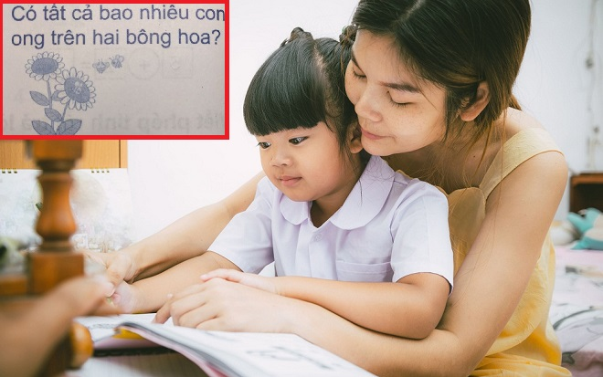 Bài toán đếm số lượng ong trên hai bông hoa khiến mẹ và bé đưa ra đáp án trái ngược nhau Ảnh 2