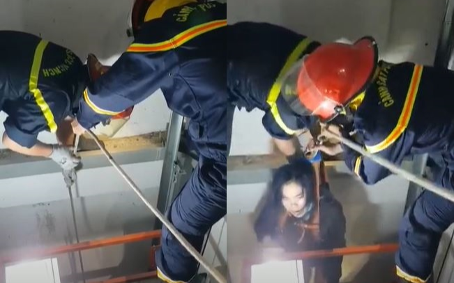 Đưa người phụ nữ bị rơi xuống giếng thang máy lên mặt đất an toàn Ảnh 2