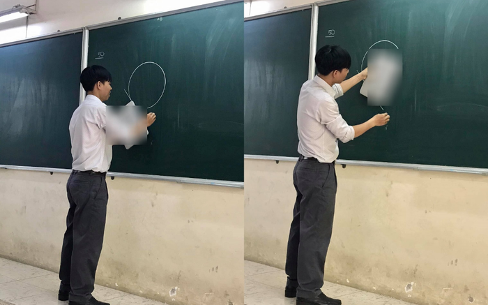 Không có thước kẻ, thầy giáo sử dụng 'vật dụng đắt tiền' này thay thế khiến học trò tròn mắt ngạc nhiên Ảnh 2