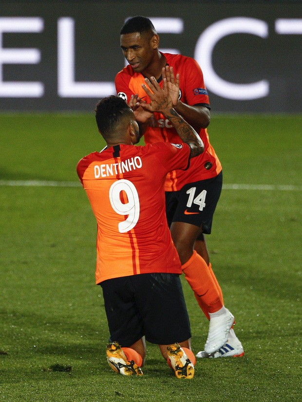 Niềm vui của cầu thủ Shakhtar sau khi hạ Real Madrid trong cả hai lần chạm trán mùa này.