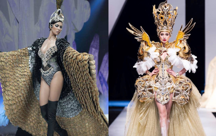 Minh Tú, Tiểu Vy diện váy chục ký vẫn catwalk uyển chuyển, đỉnh nhất là Võ Hoàng Yến cân hẳn váy nửa tạ Ảnh 2