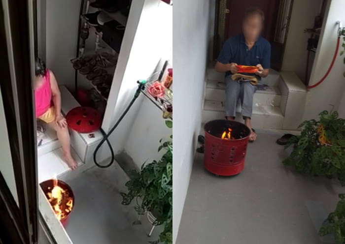 Nhừng người hàng xóm liên tục đốt vàng mã, khiến khói bay mù mịt vào căn hộ của anh Kasper Wong.