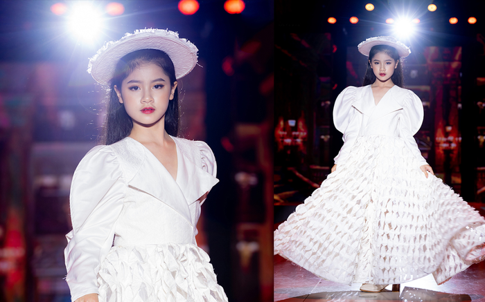 Mẫu nhí 10 tuổi mặc váy khủng làm vedette, quét sạch sàn diễn thời trang Ảnh 2