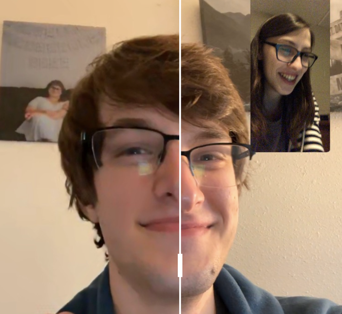 iPhone 8 với FaceTime 720p (trái) và 1080p (phải). Ảnh: The Verge