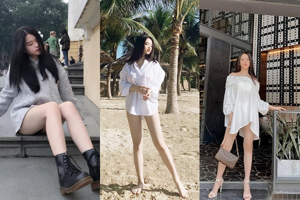 Ngoài nhan sắc xinh đẹp, gu thời trang của Linh Ka cũng nhiều lần được đưa ra bàn tán. Một trong những style được hot girl 18 tuổi thường xuyên chưng diện là mốt giấu quần. Với lựa chọn này, đôi chân thon dài của cô nàng được phát huy tối đa.