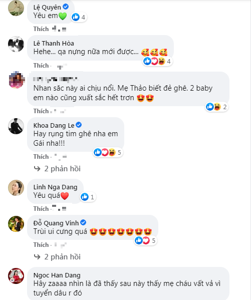 Nhiều sao Việt đã dành lời khen đến thiên thần nhí nhà nàng Hậu