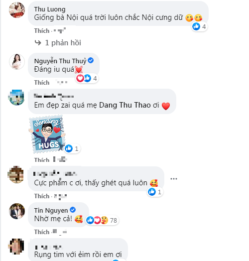 Đặc biệt ông xã Trung Tín của cô còn hào hứng viết: 'Nhờ mẹ cả'