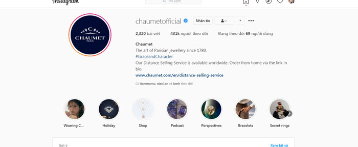 Trên trang instagram cá nhân của hãng trang sức cũng dành hẳn riêng cả story cho cô nữ diễn viên Hàn Quốc