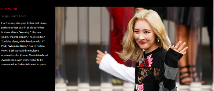 Sunmi đã biểu diễn vào năm ngoái tại 18 thành phố cho chuyến lưu diễn vòng quanh thế giới đầu tiên. Đĩa đơn mới Pporappippam có 12 triệu lượt xem trên YouTube, trong khi bản song ca của cô với JY Park, 'When We Disco', có 28 triệu lượt xem. 