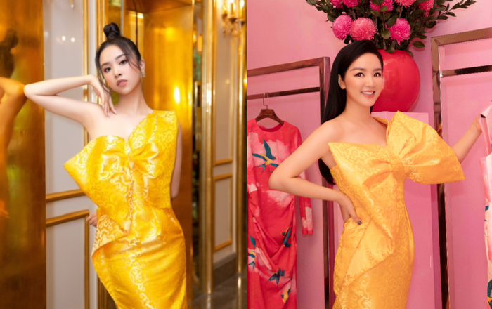 Á hậu Thúy An, Hoa hậu giáng My trót say lòng cùng mẫu váy nơ khổng lồ, ai mặc đẹp hơn ai? Ảnh 2