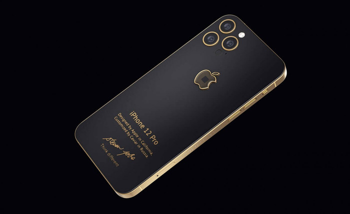 Bản độ iPhone 12 Pro‌ Jobs 4 phiên bản cao cấp nhất được làm bằng vàng nguyên chất 18 karat. (Ảnh: Caviar)
