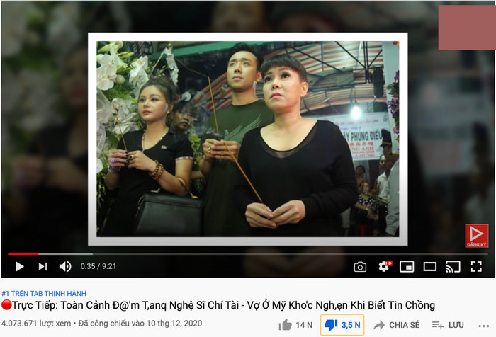 Video giả đám tang cố nghệ sĩ Chí Tài leo thẳng Top 1 trending YouTube khiến nhiều người bức xúc Ảnh 2