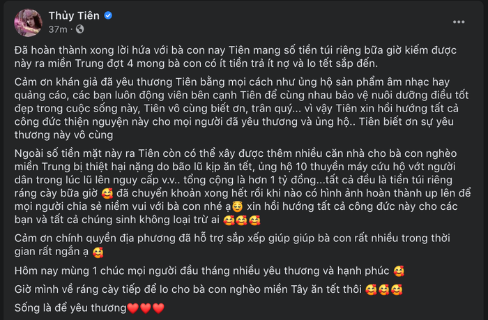 Hoàn thành lời hứa với bà con miền Trung, Thủy Tiên rút tiền túi đến tận địa phương cứu trợ lần 4 Ảnh 5