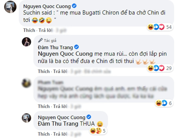 Đàm Thu Trang đăng tải clip đáng yêu của bố con Cường Đô La, 'cao tay' xử lý khi chồng muốn 'tậu' siêu xe Ảnh 1