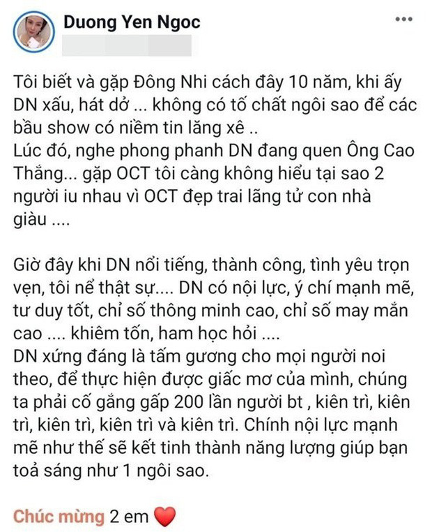 Trước đó, chân dài từng gây xôn xao vì lời chúc kém duyên gửi đến Đông Nhi