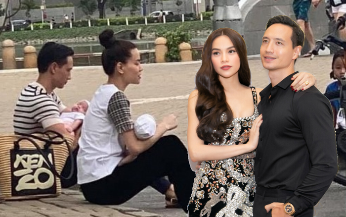 Bắt gặp Hà Hồ và Kim Lý áo thun dép lê ôm hai con song sinh đi dạo phố Ảnh 2