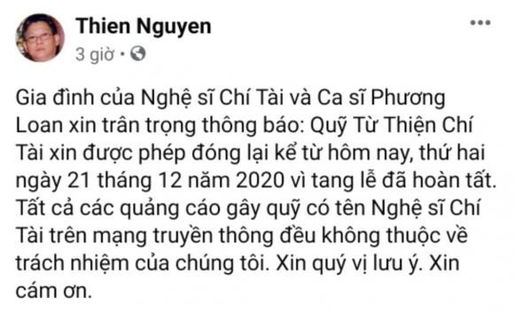 Anh trai cố NS Chí Tài thông báo về việc ngừng nhận tiền gây quỹ giúp đỡ người dân miền Trung Ảnh 2