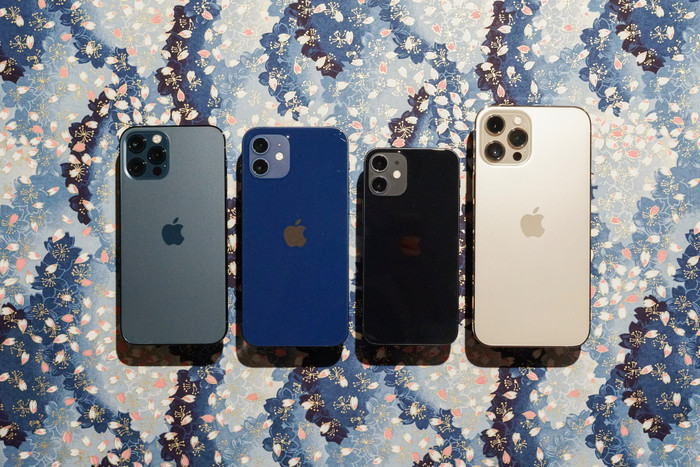 iPhone 12 Pro, iPhone 12, iPhone 12 mini và iPhone 12 Pro Max. (Ảnh: Raymond Wong / Input Mag)